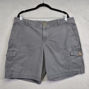 Eddie Bauer Cargo Shorts Womens 16 Gray High Rise Ripstop Hiking Outdoor Utility